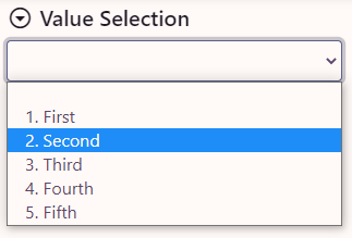 Index value Selection field example