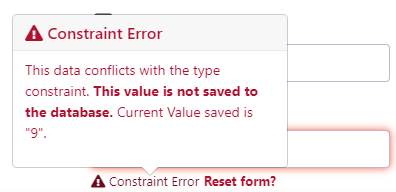 Error while inputting data breaking requirements - Popup
